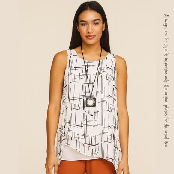 White House Black Market Printed High Low Tank Top Abstract Pattern Size XS - Picture 8 of 8